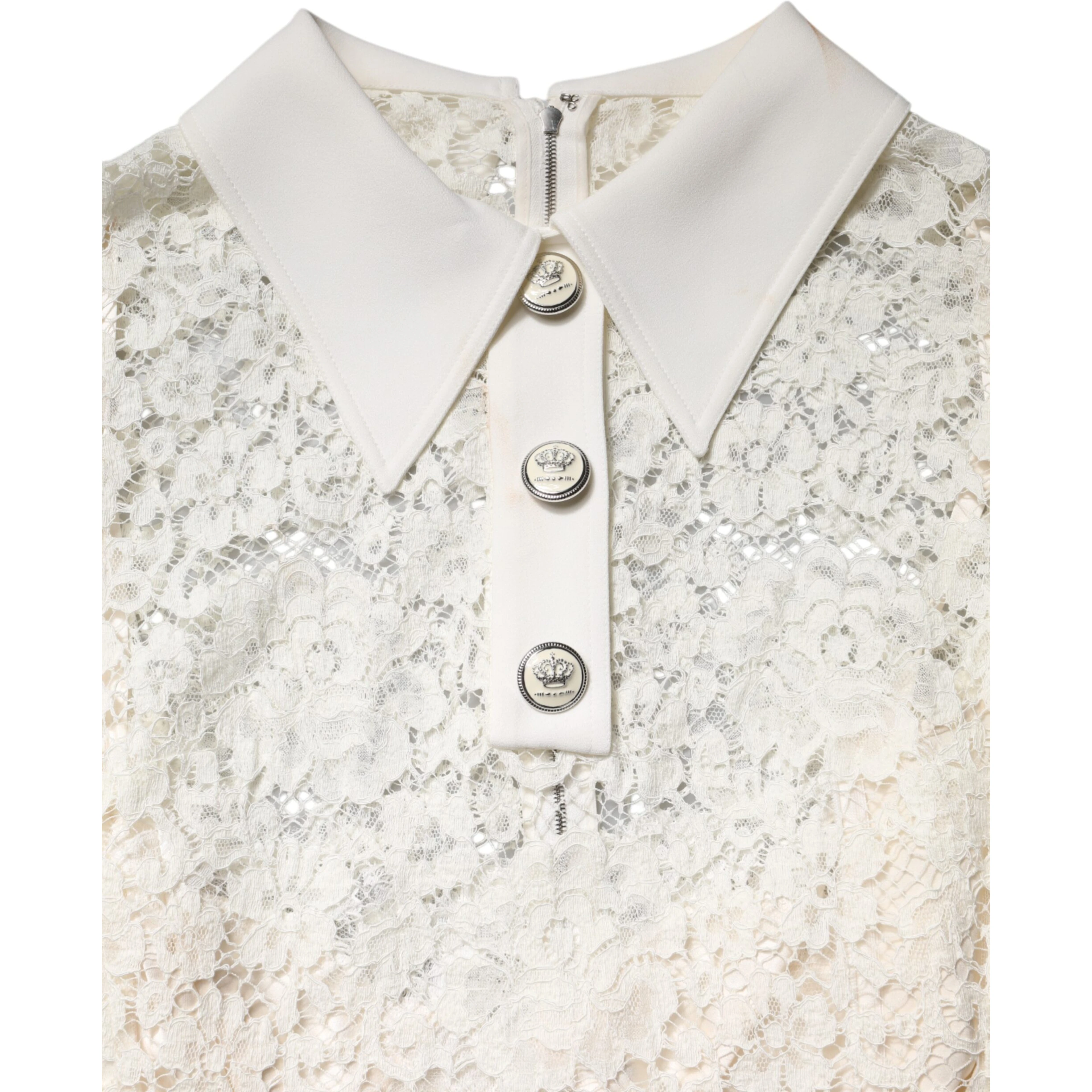 White Floral Lace Long Sleeves Shift Dress