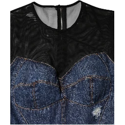 Black Blue Long Sleeves Denim Mini Dress