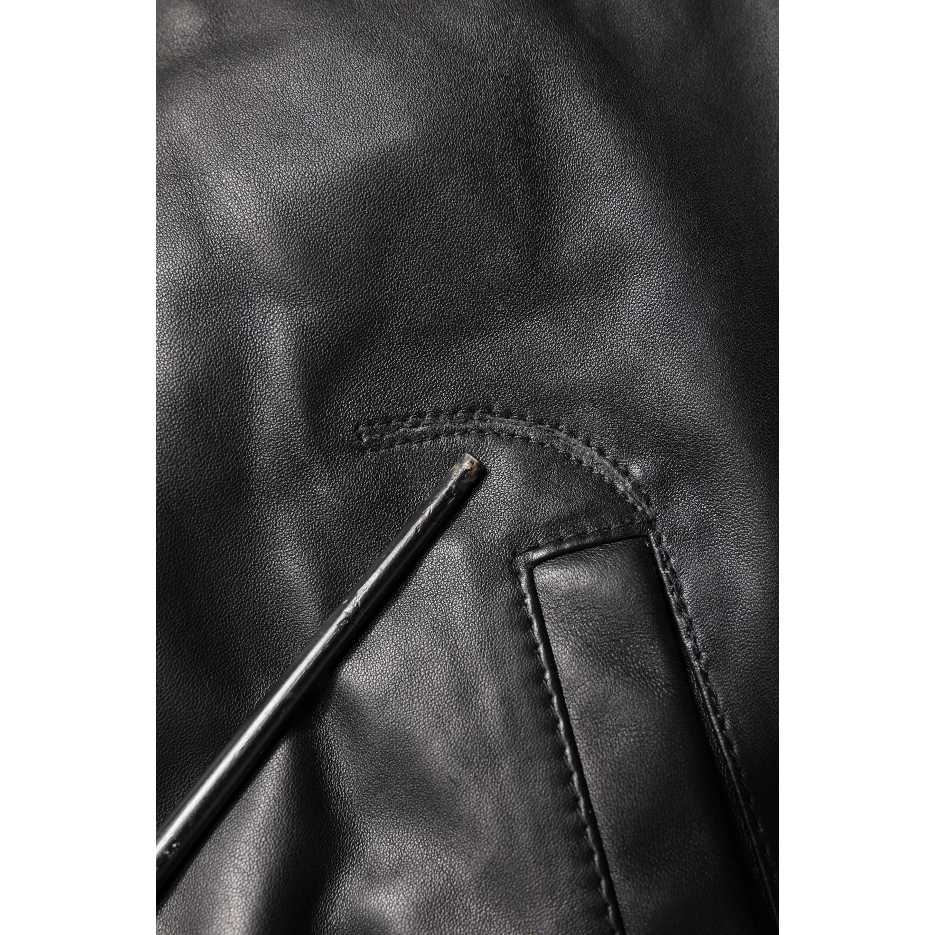 Black Lambskin Leather Full Zip Biker Jacket