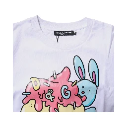 White Printed Cotton Crew Neck Tee T-shirt