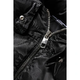 Black Padded Puffer Hooded Full Zip Cropped Jacket