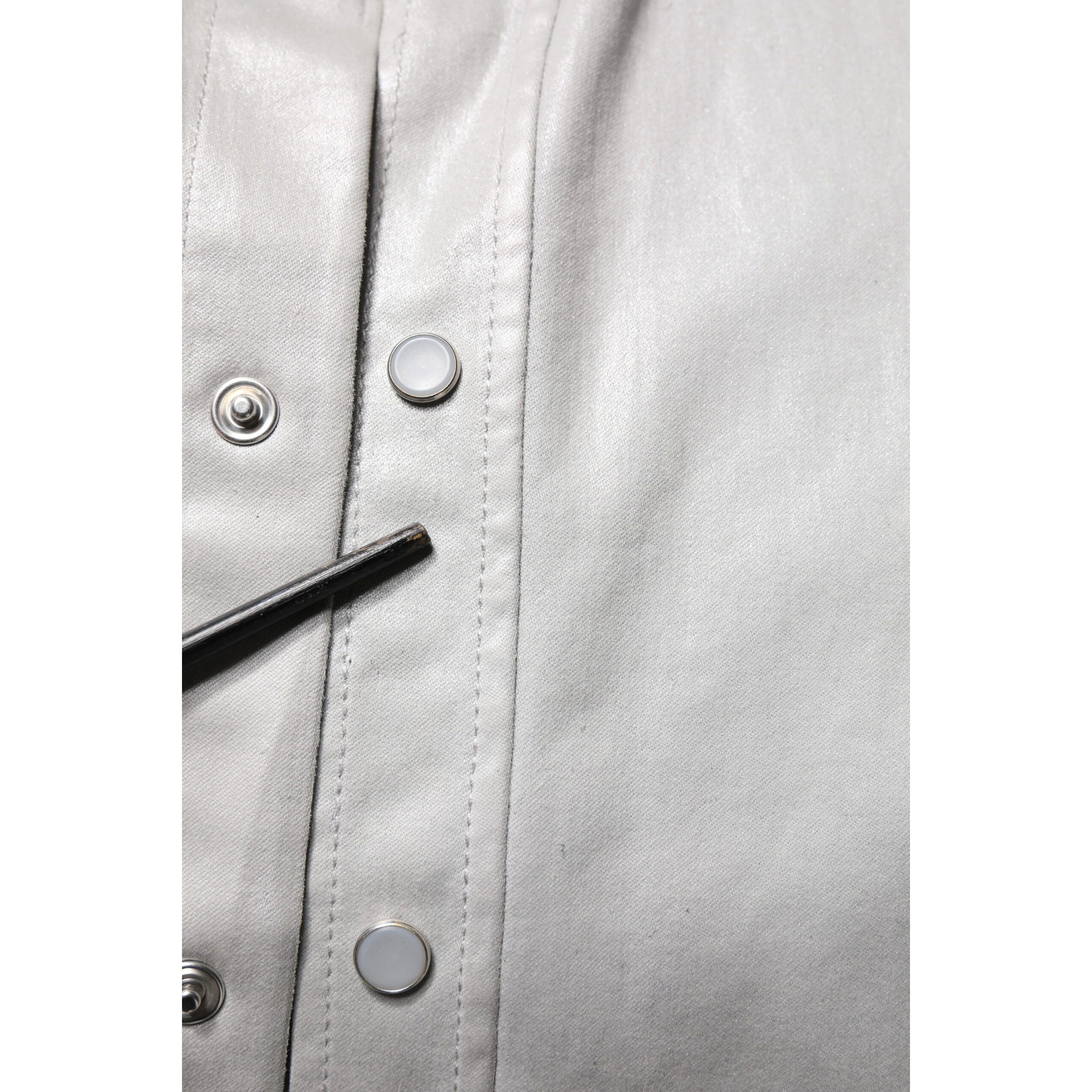 Metallic Gray Cotton Button Down Shirt