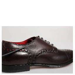 Maroon Calfskin Leather Derby Men Dress Shoes