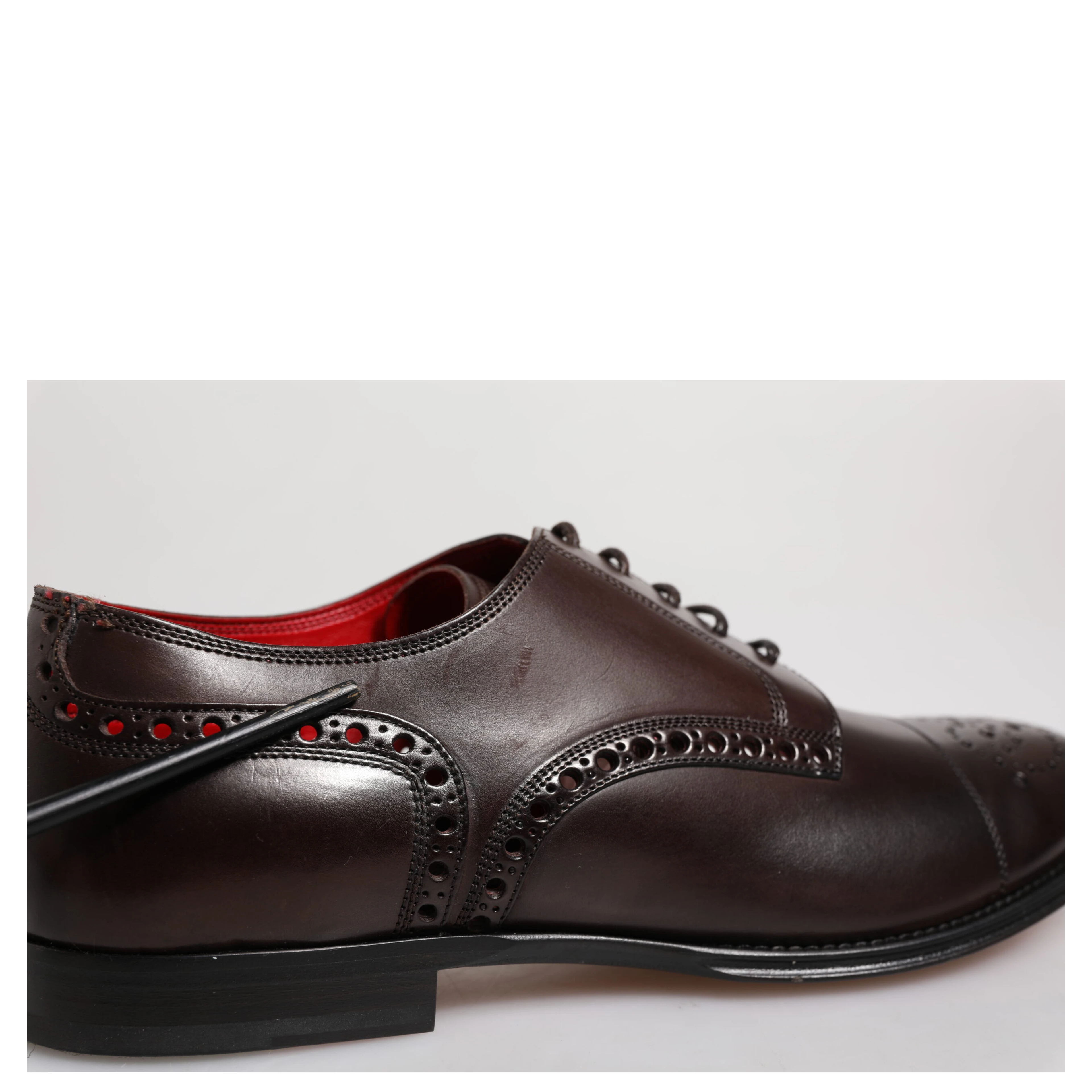 Maroon Calfskin Leather Derby Men Dress Shoes