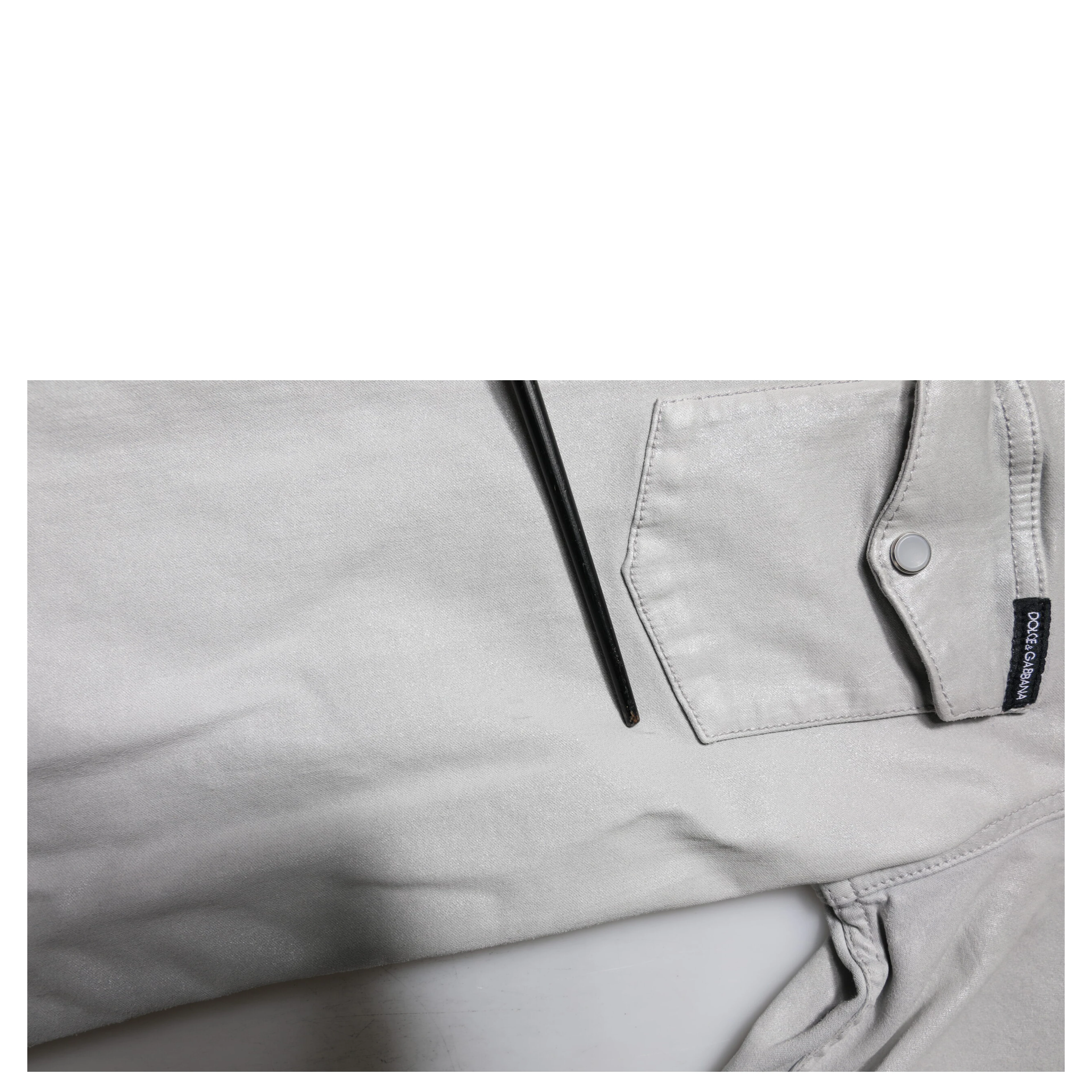 Metallic Gray Cotton Button Down Shirt