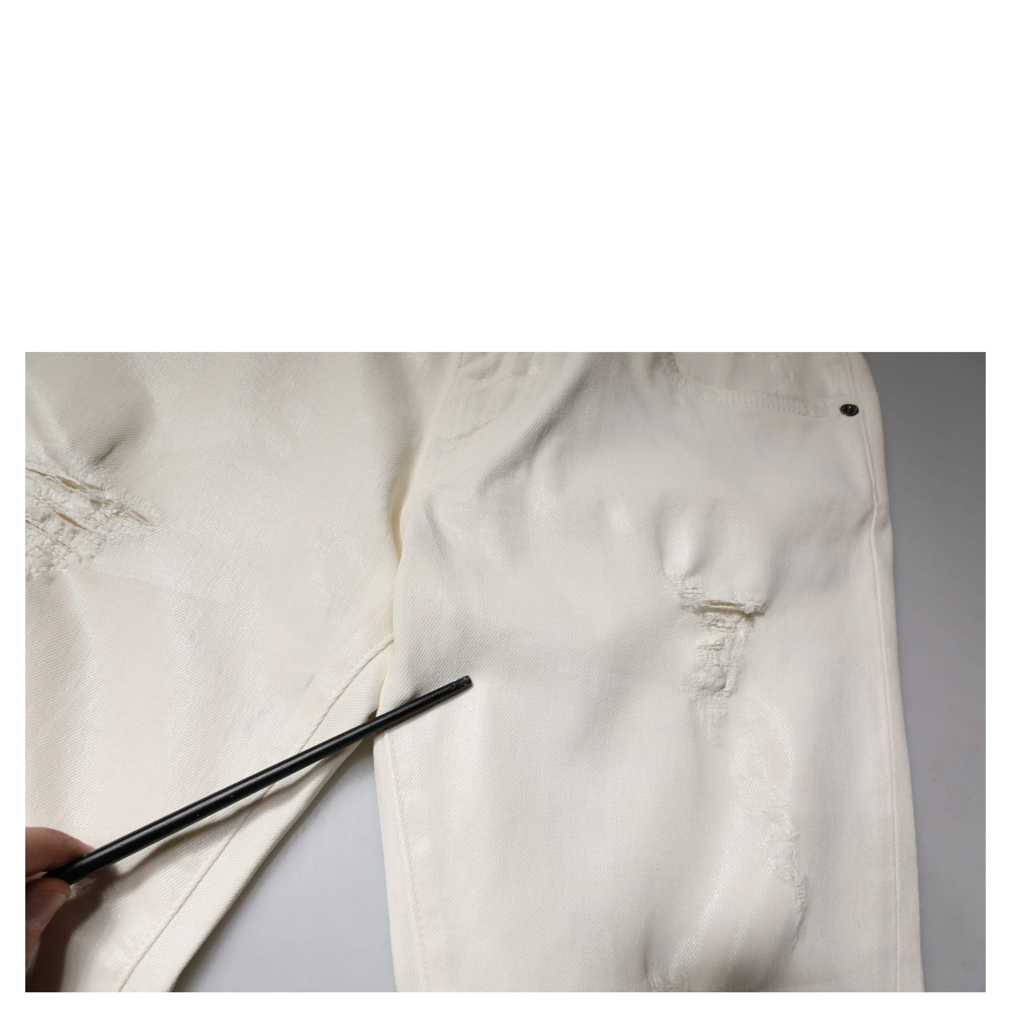 Off White Cotton Stretch Skinny Denim Jeans