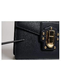 Black Calfskin Leather Shoulder Strap Bag