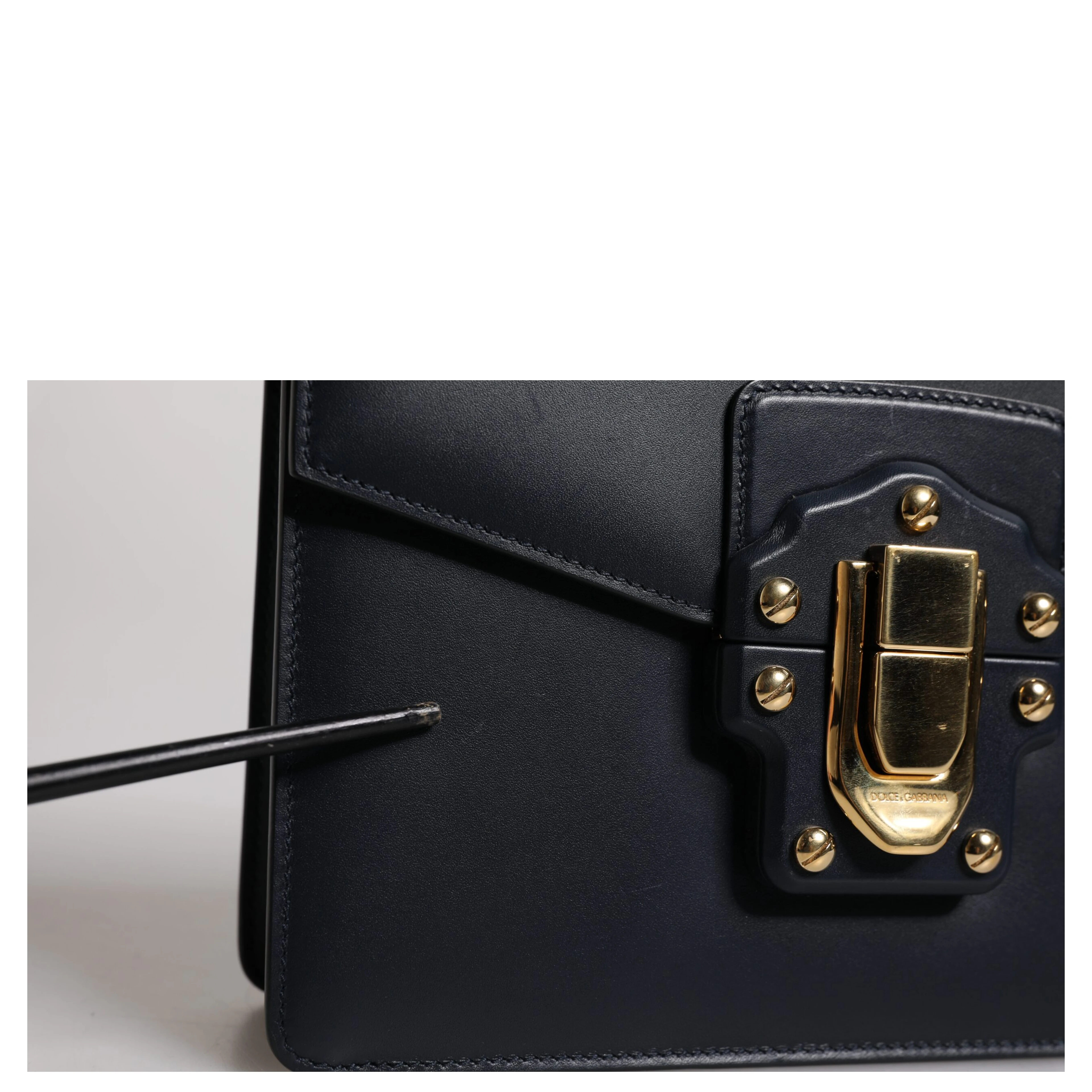 Black Calfskin Leather Shoulder Strap Bag