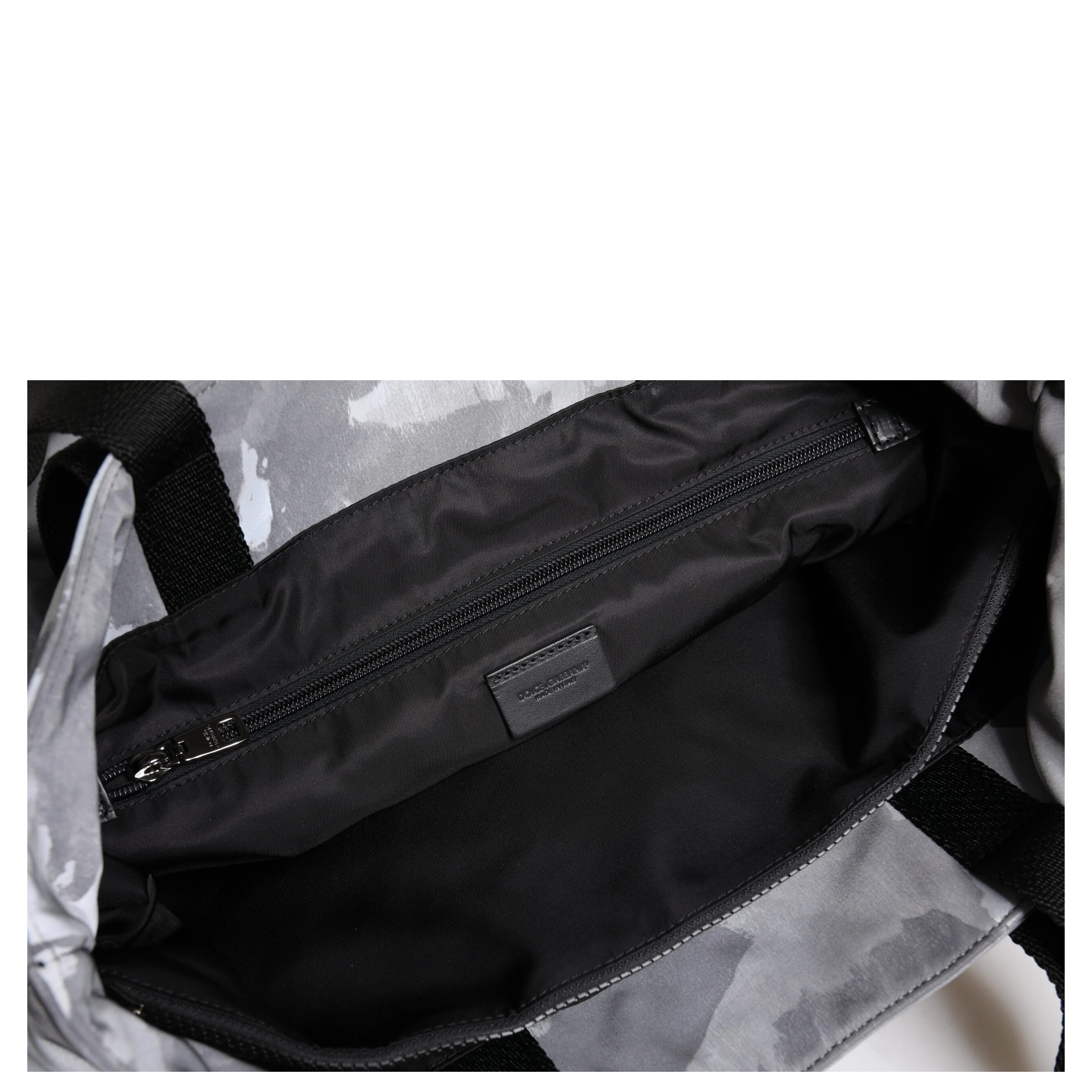 Gray Camo Cotton Multiple Compartments Tote Bag