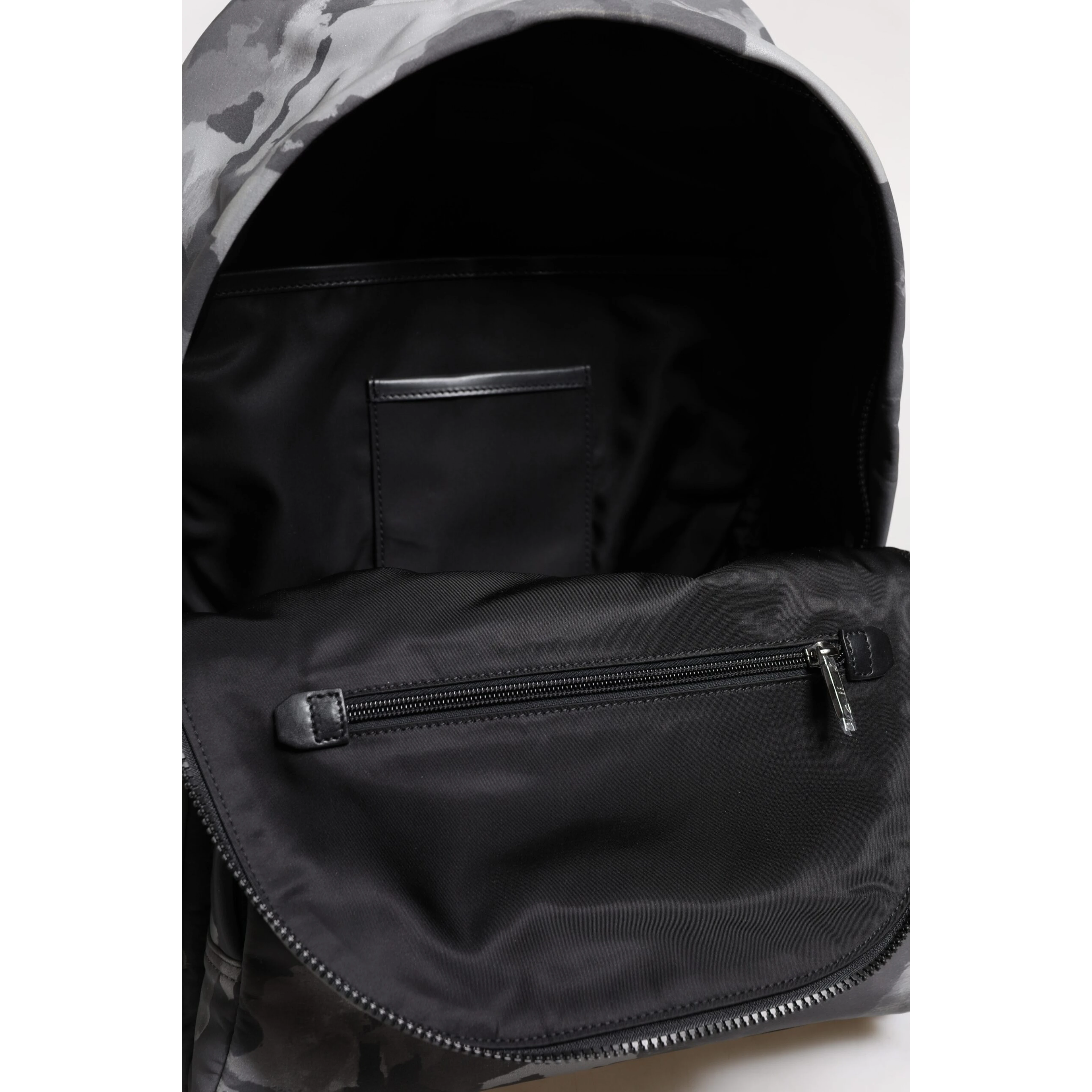 Gray Cotton Camouflage Logo Plaque Backpack Bag