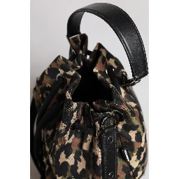 Multicolor Leopard Cotton Shoulder Bucket Bag