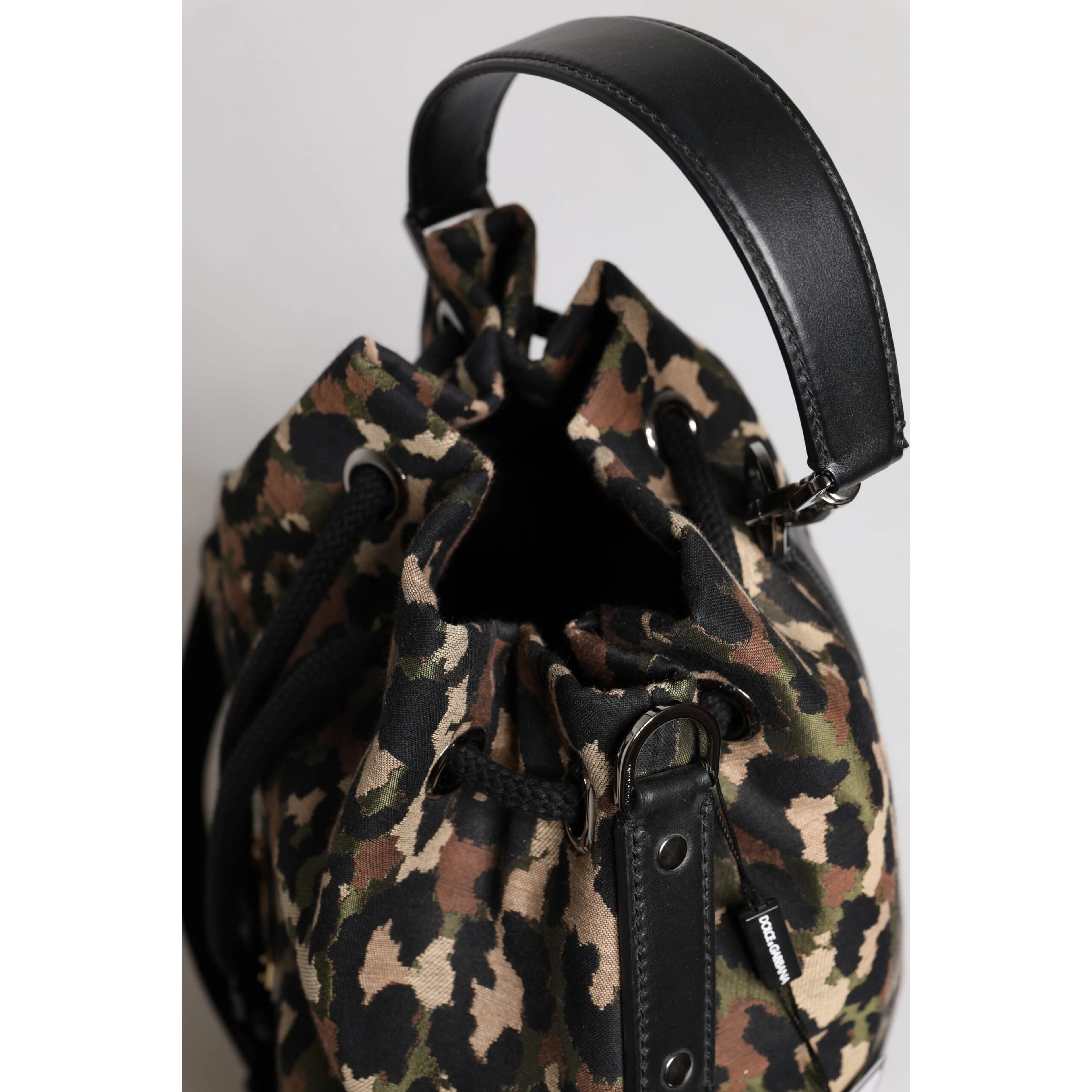 Multicolor Leopard Cotton Shoulder Bucket Bag