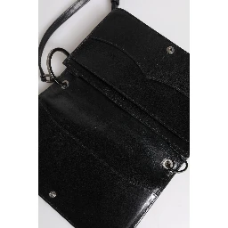 Black Leather Logo Purse Shoulder Crossbody Bag