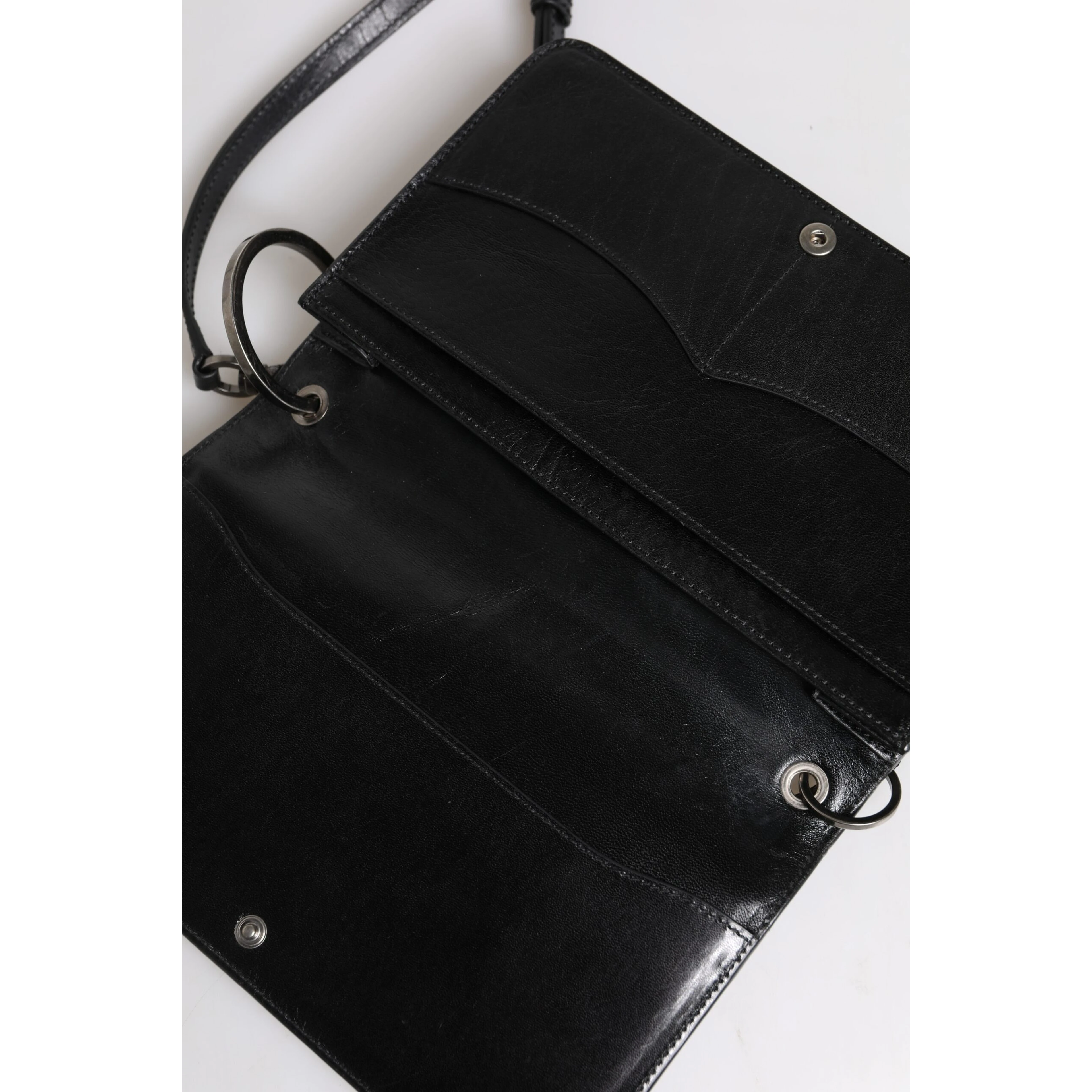 Black Leather Logo Purse Shoulder Crossbody Bag