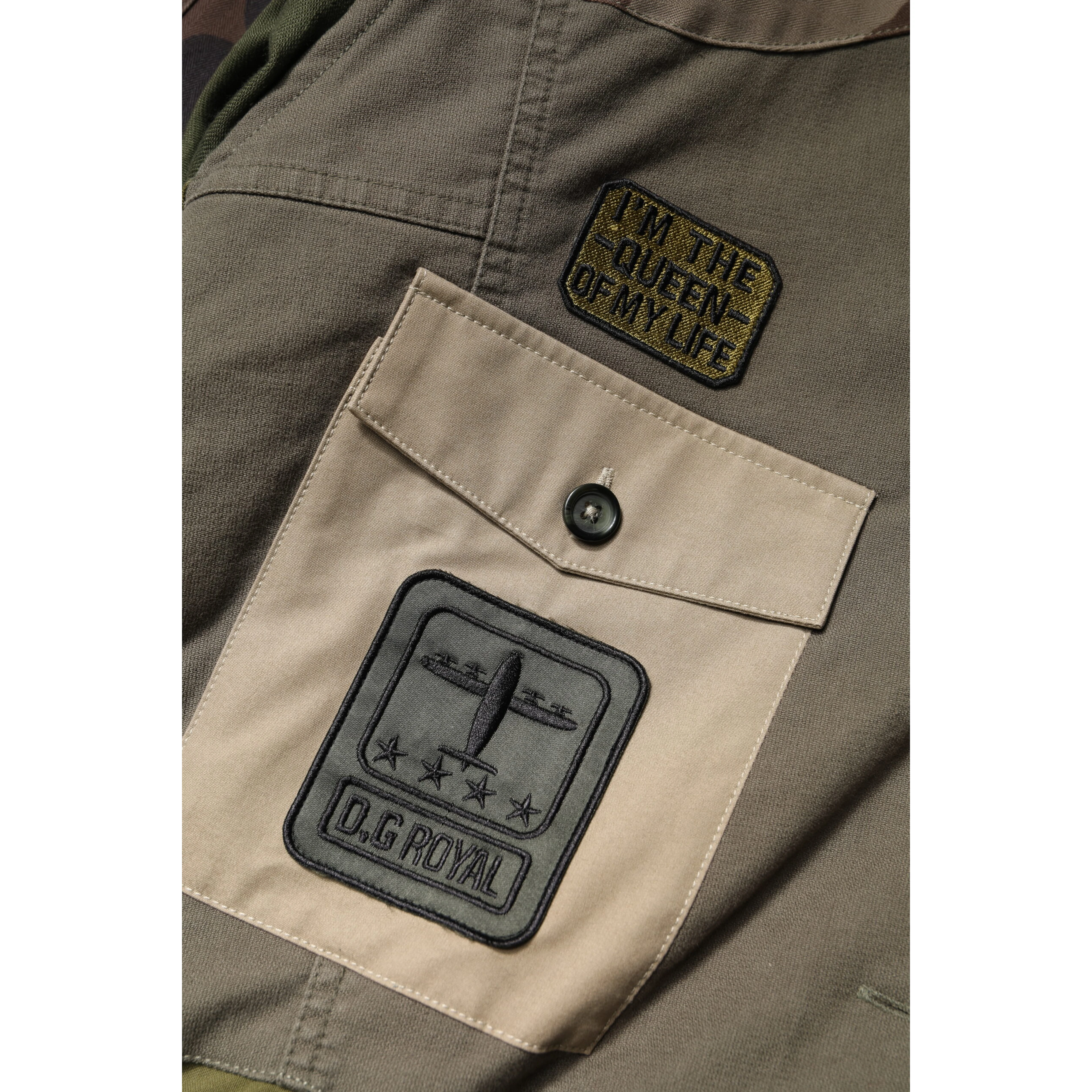 Military Green Cotton Button Down Jacket