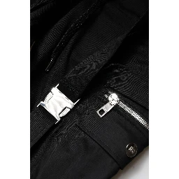 Black Cotton High Waist Cargo Pants