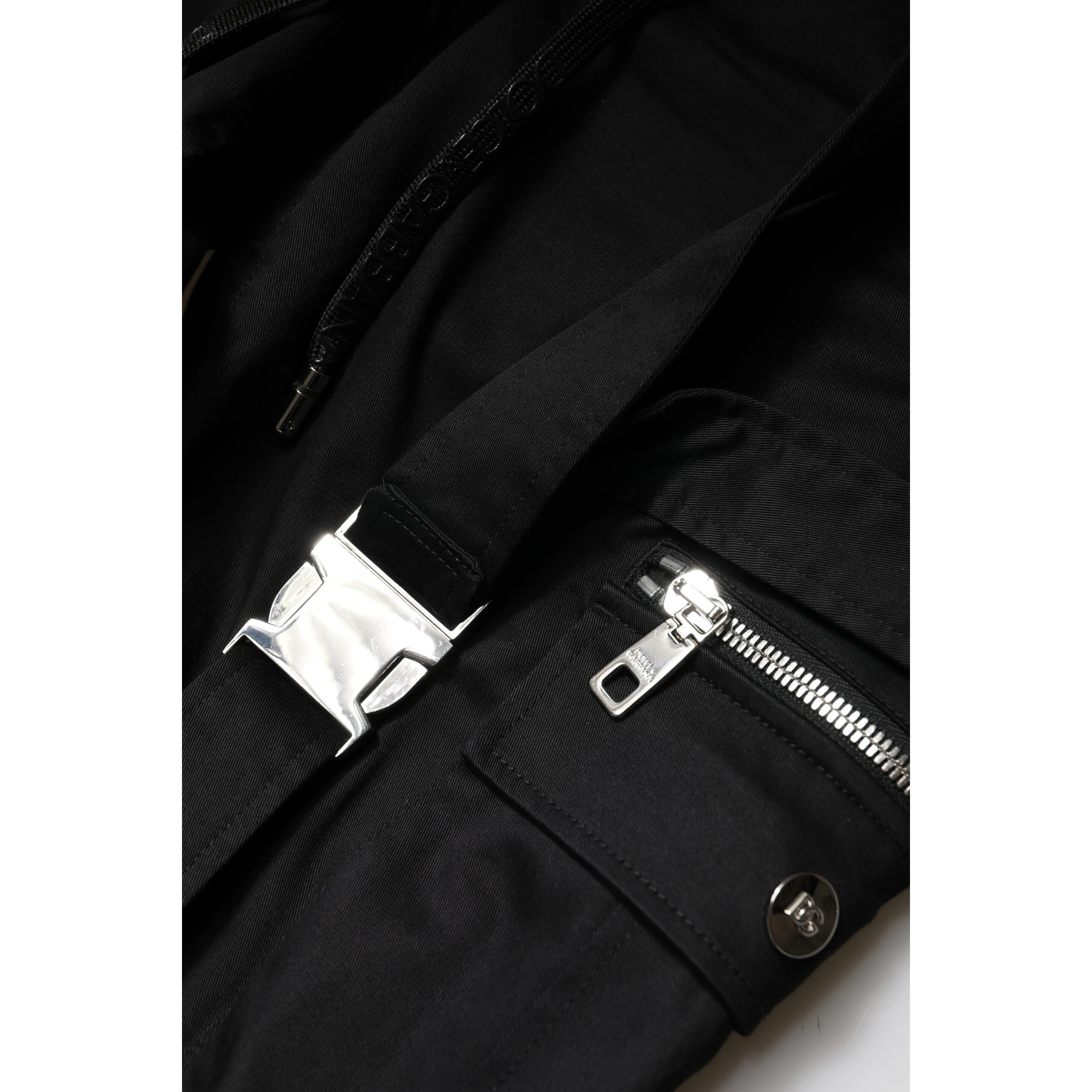 Black Cotton High Waist Cargo Pants