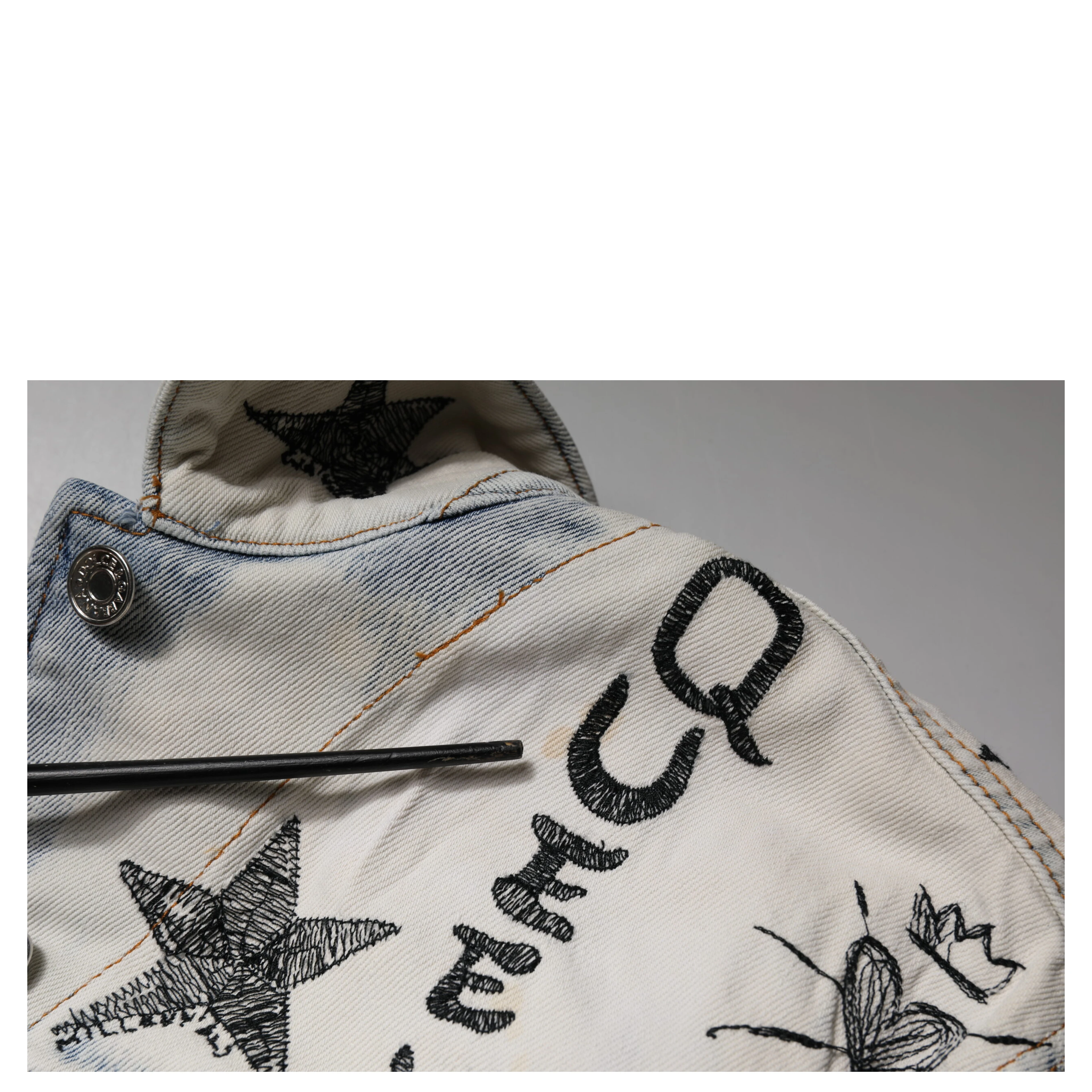 Light Blue Graffiti Button Down Denim Jacket