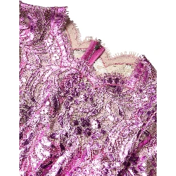 Metallic Fuchsia Floral Sheath Mini Dress