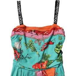 Multicolor Printed Silk Sleeveless Midi Dress