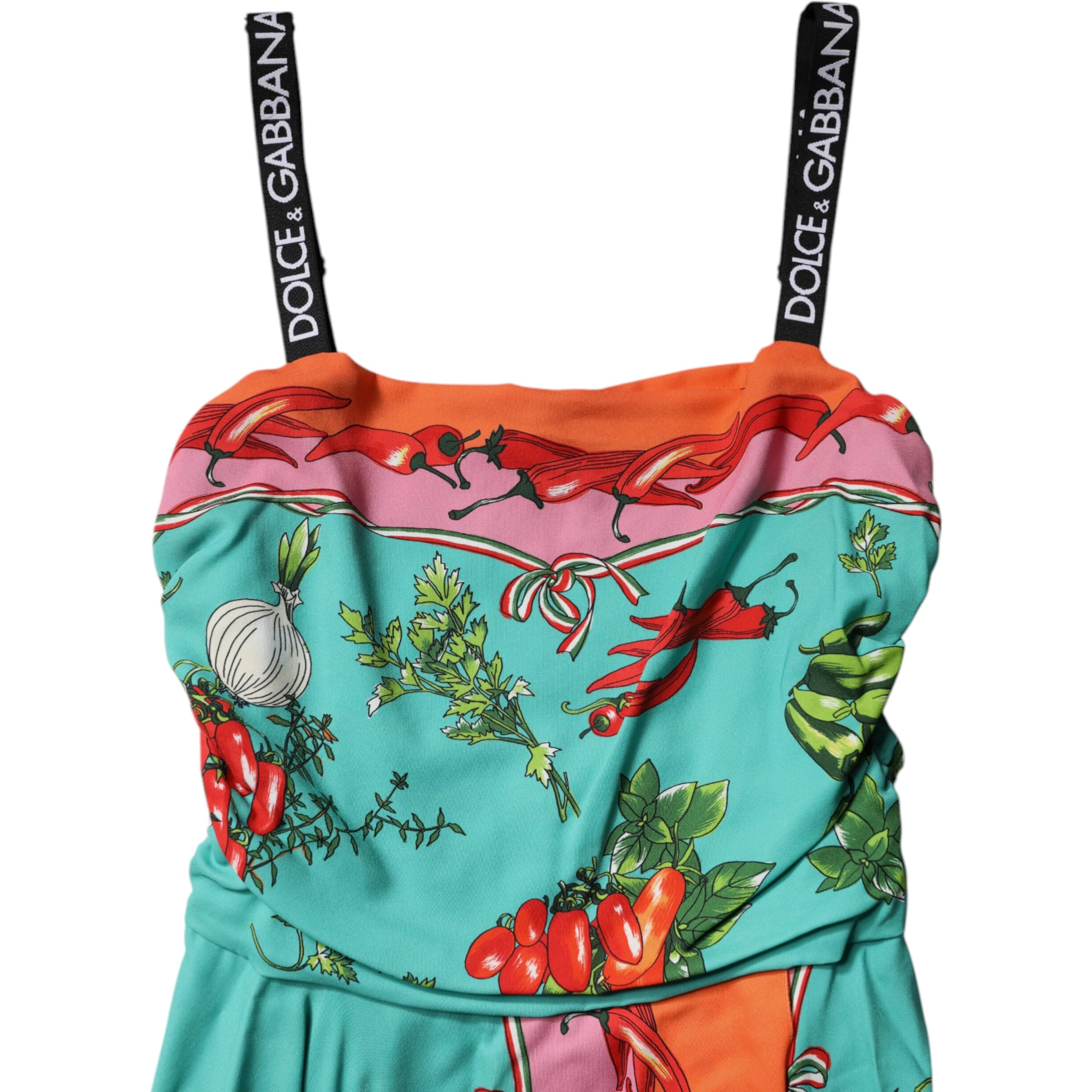 Multicolor Printed Silk Sleeveless Midi Dress