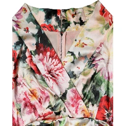Multicolor Floral Short Sleeves Sheath Midi Dress