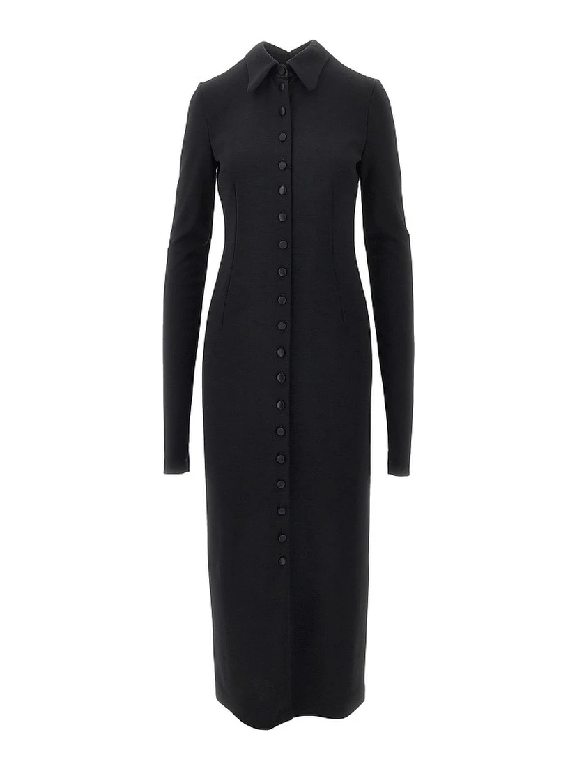 Wool-blend jersey midi dress