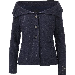 Pinstriped flannel single-breasted jacket