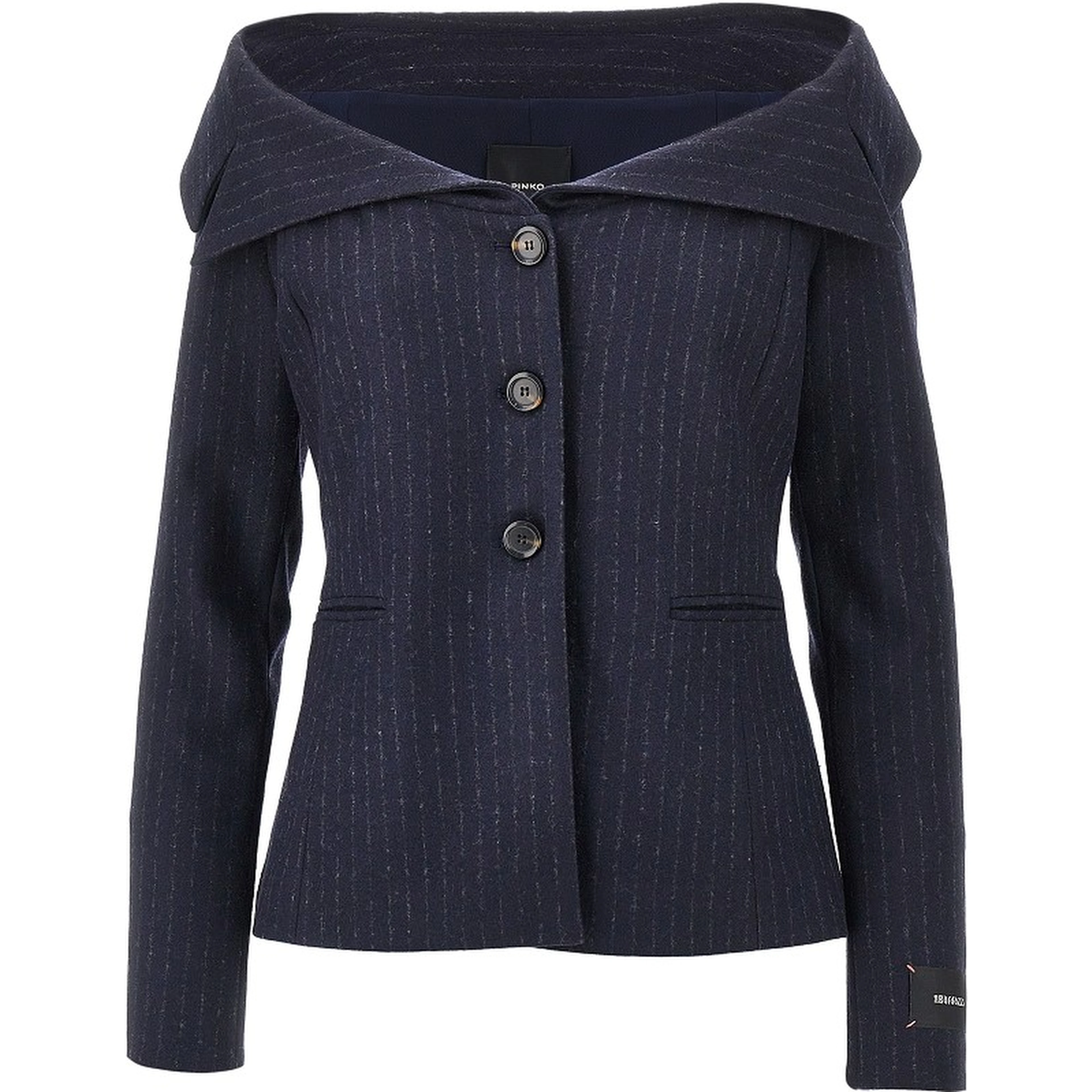 Pinstriped flannel single-breasted jacket