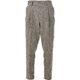Pleated chevron wool pants