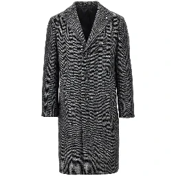 Herringbone wool midi coat