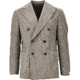 Herringbone wool double-breasted jacket