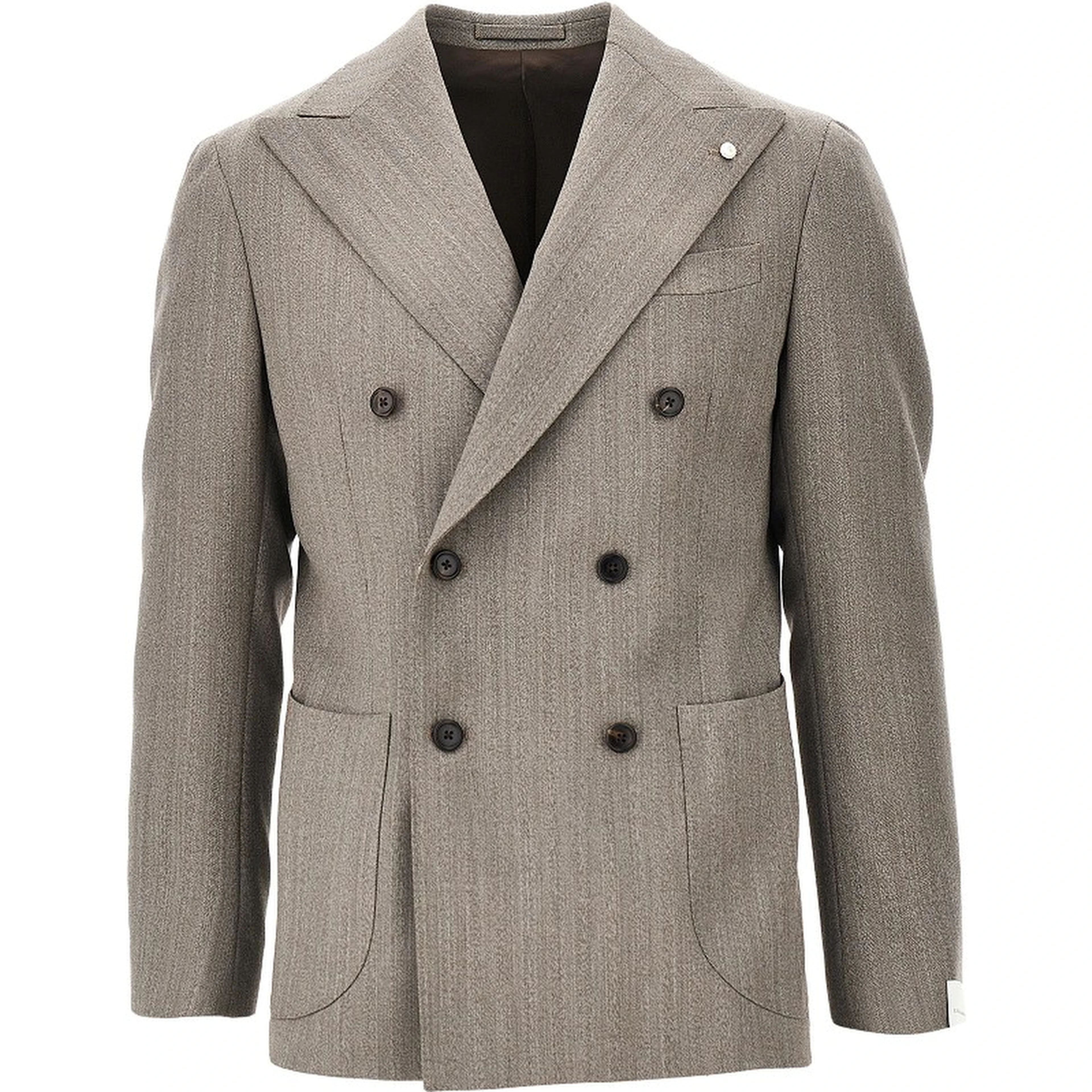 Herringbone wool double-breasted jacket