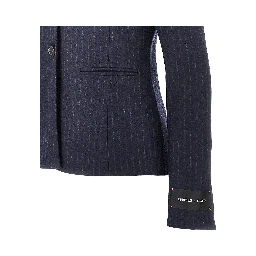 Pinstriped flannel single-breasted jacket