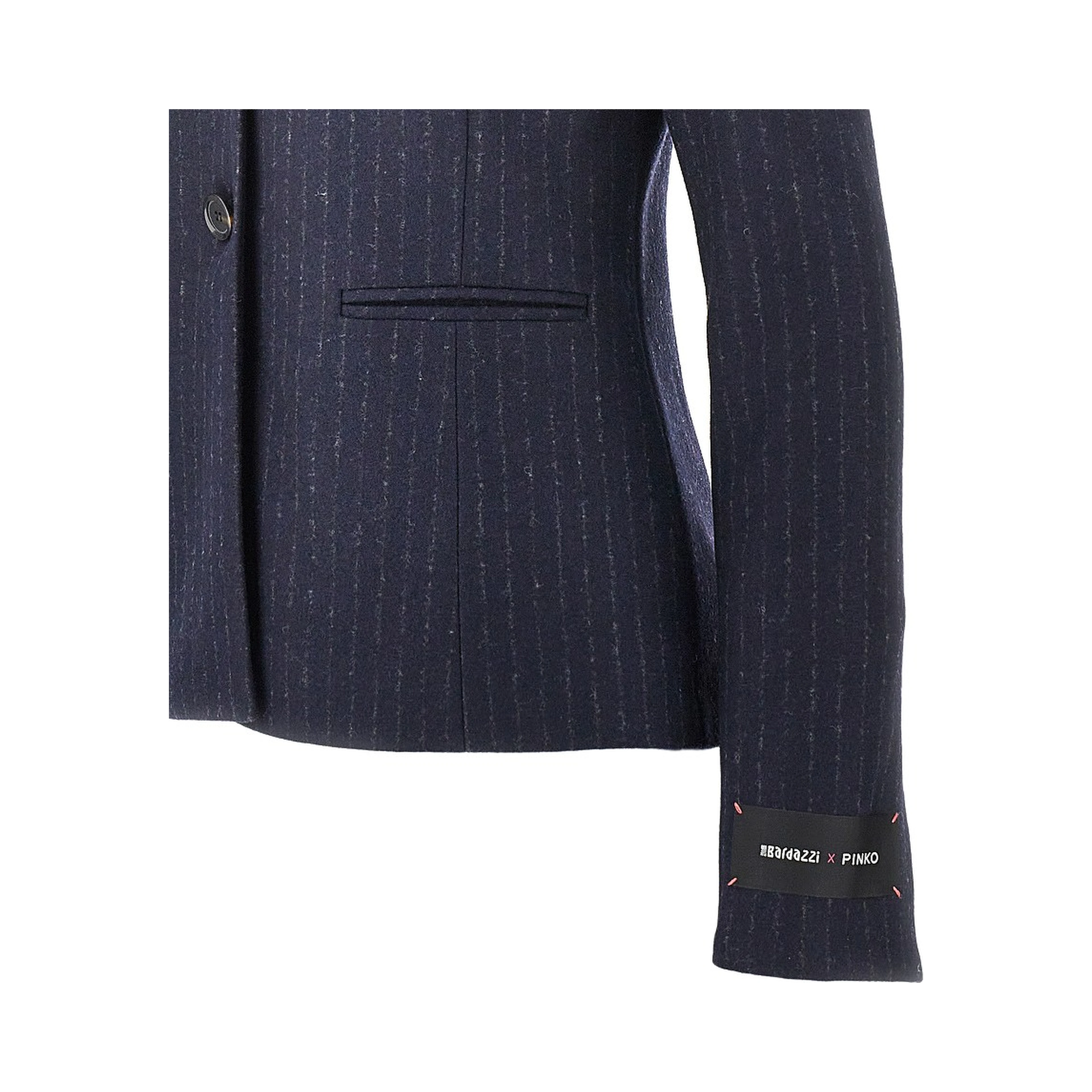 Pinstriped flannel single-breasted jacket