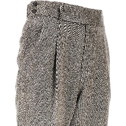 Pleated chevron wool pants