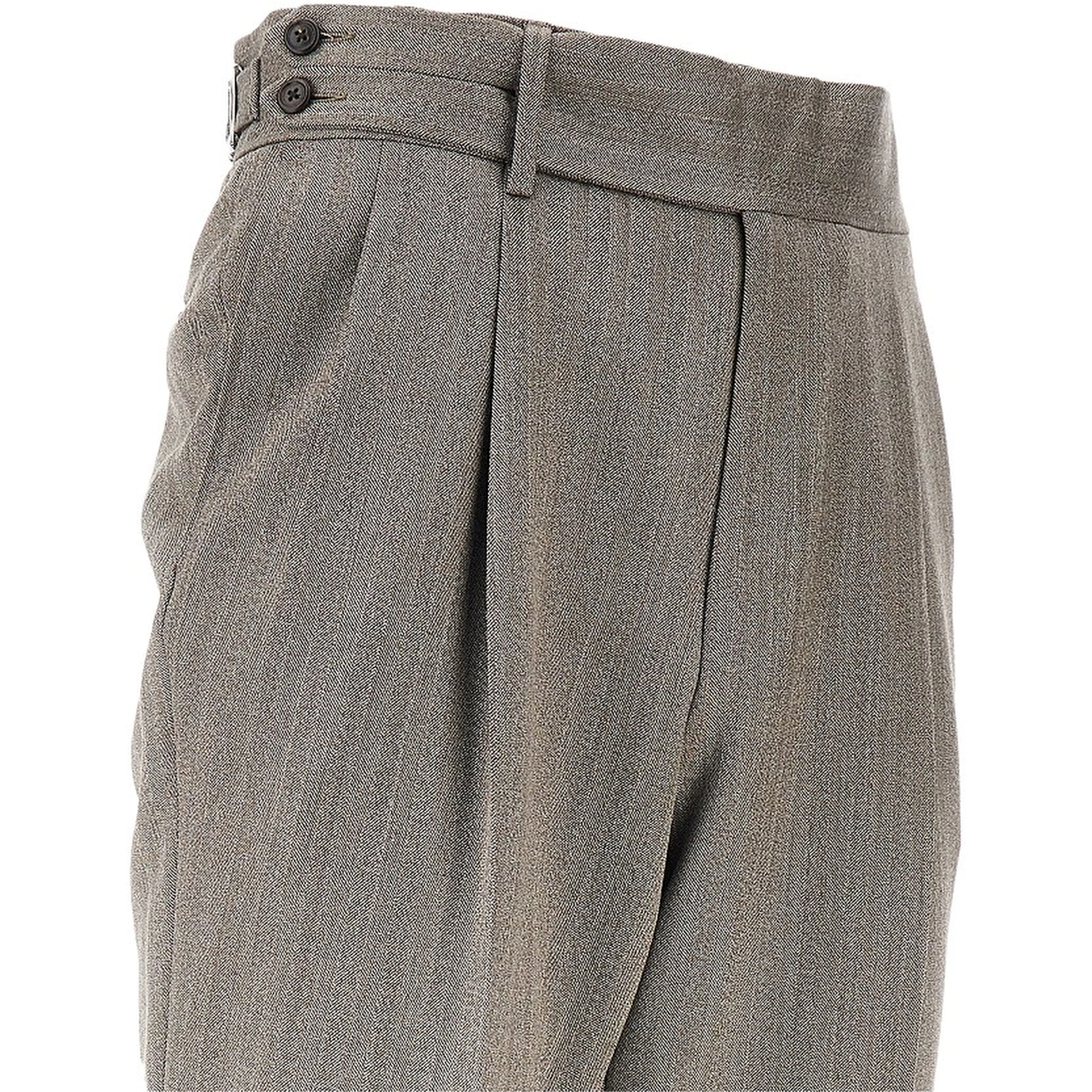 Pleated chevron wool pants