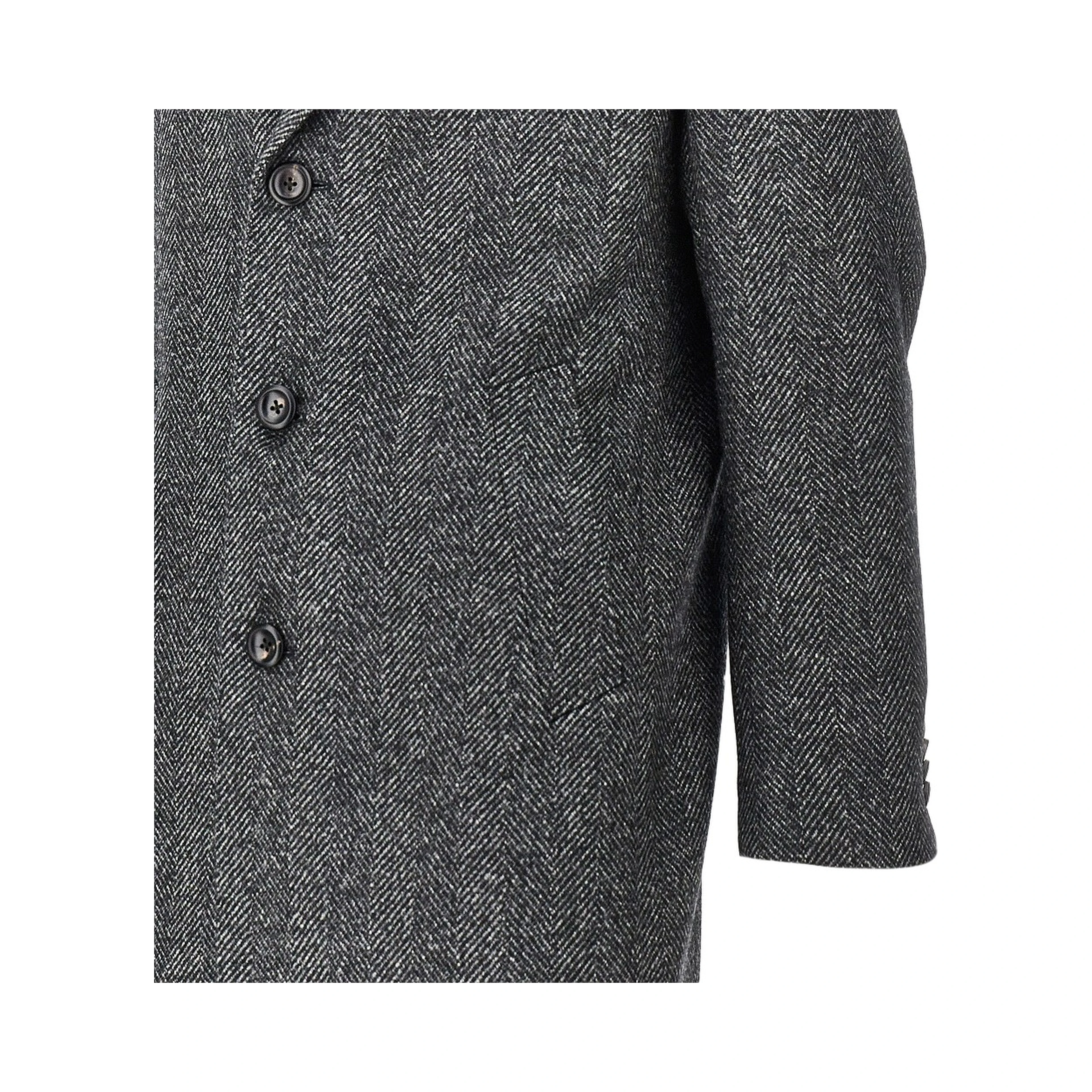 Herringbone wool midi coat