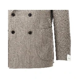 Herringbone wool double-breasted jacket