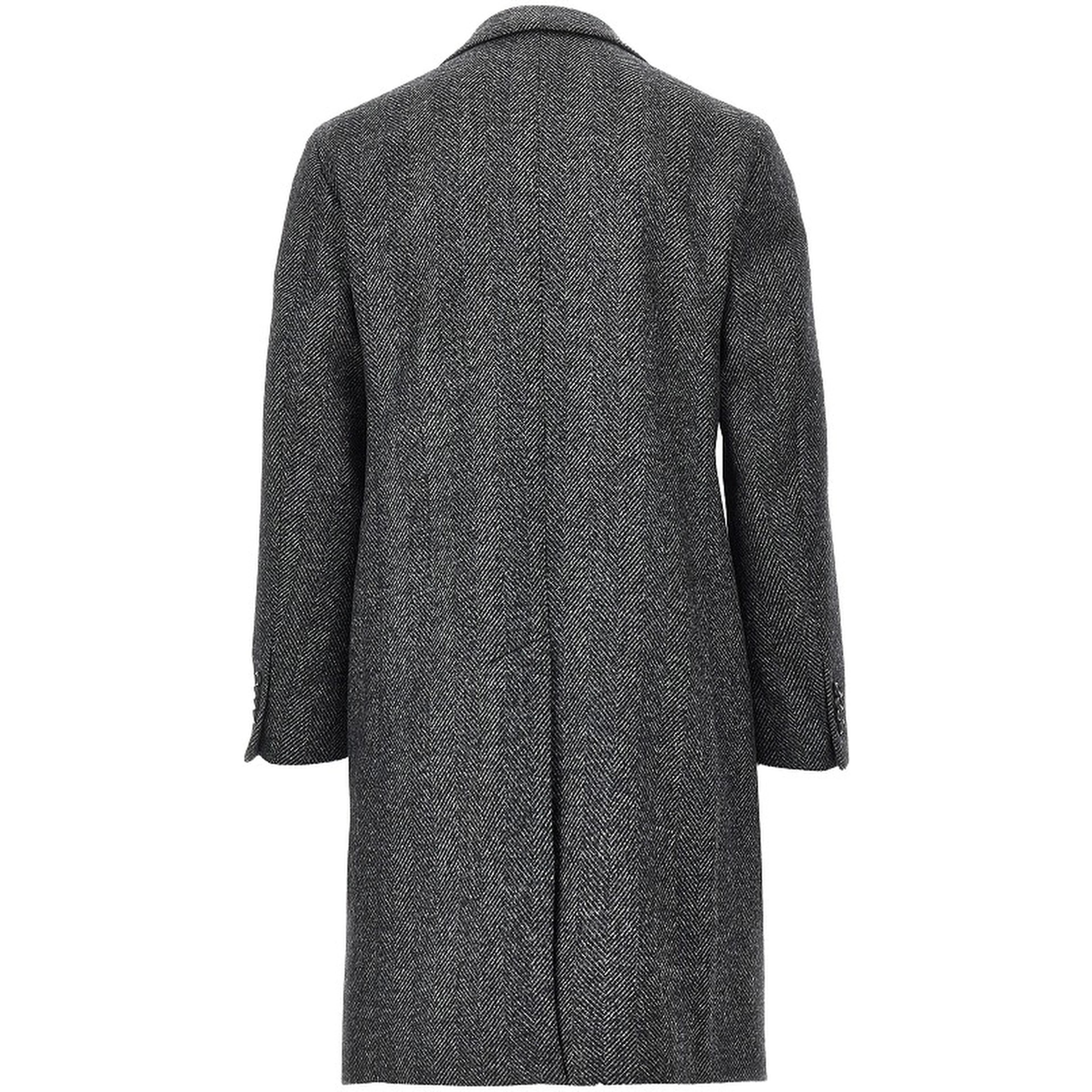 Herringbone wool midi coat