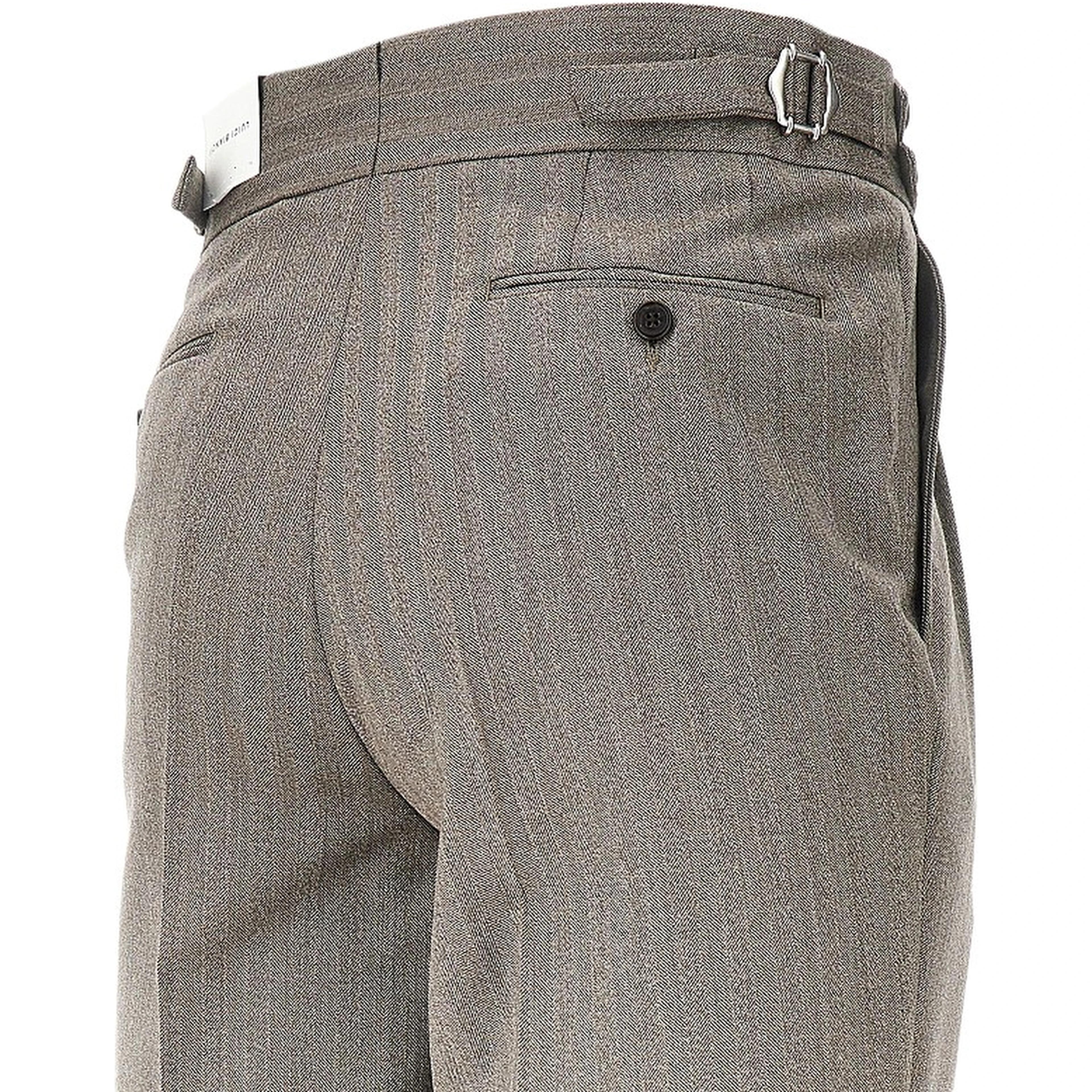 Pleated chevron wool pants