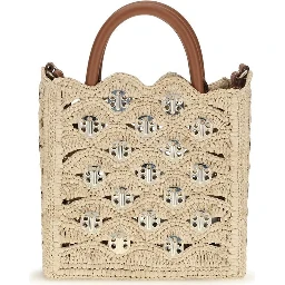 Beige Raffia Shoulder Bag