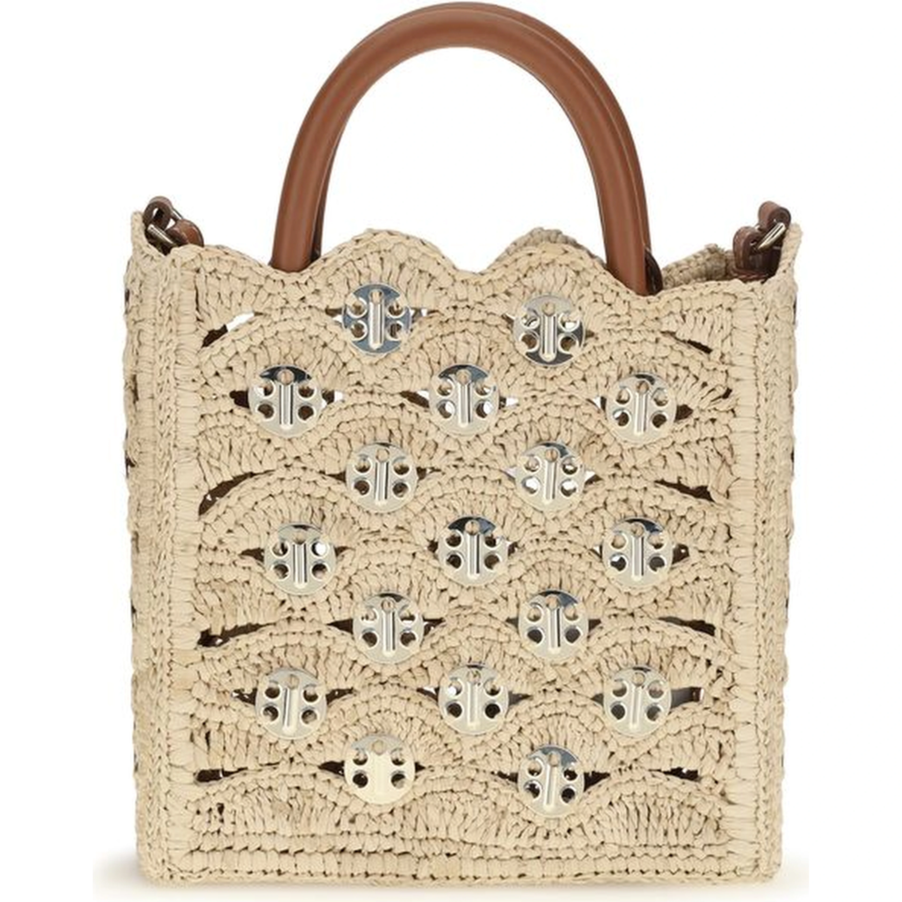 Beige Raffia Shoulder Bag