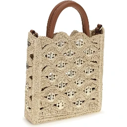 Beige Raffia Shoulder Bag