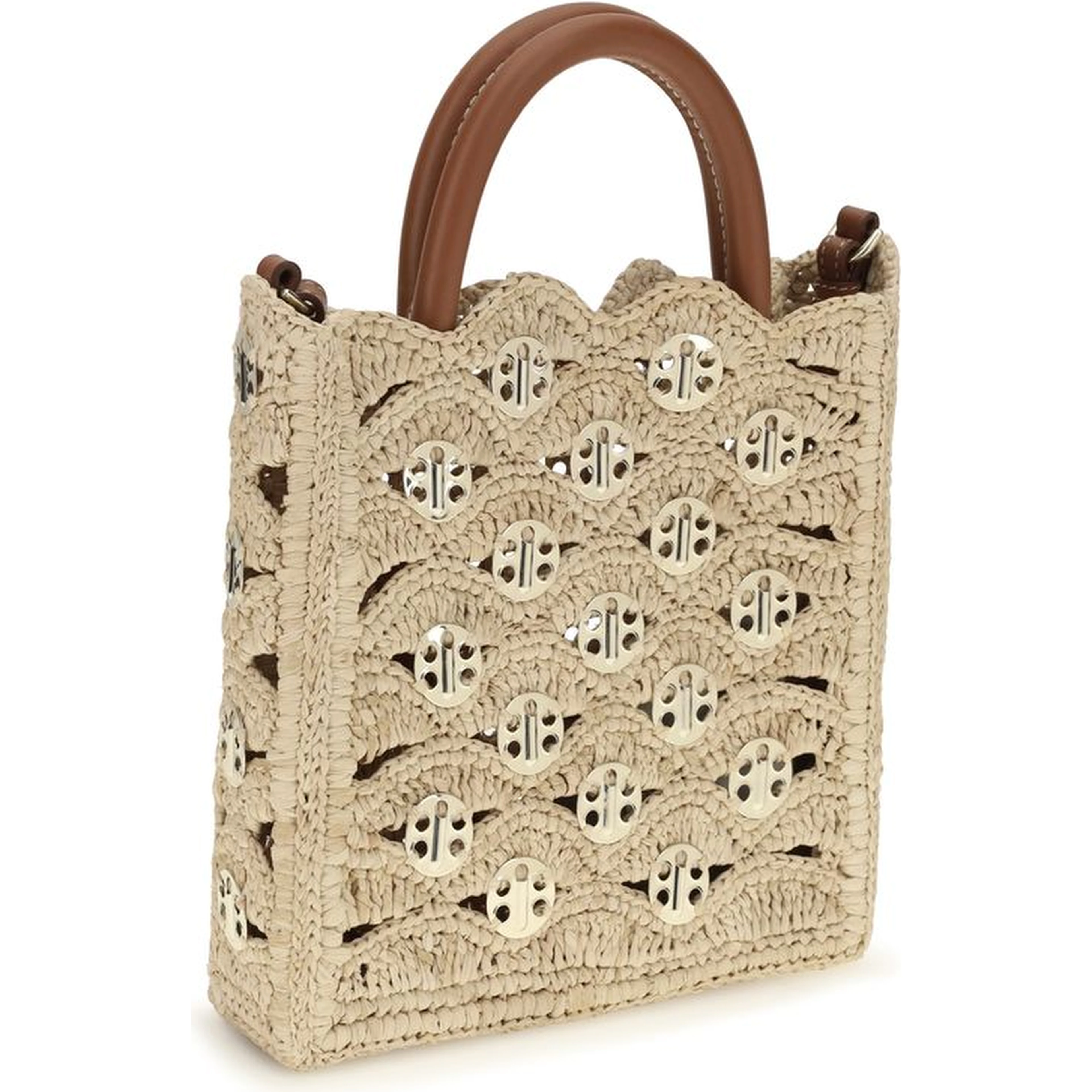 Beige Raffia Shoulder Bag