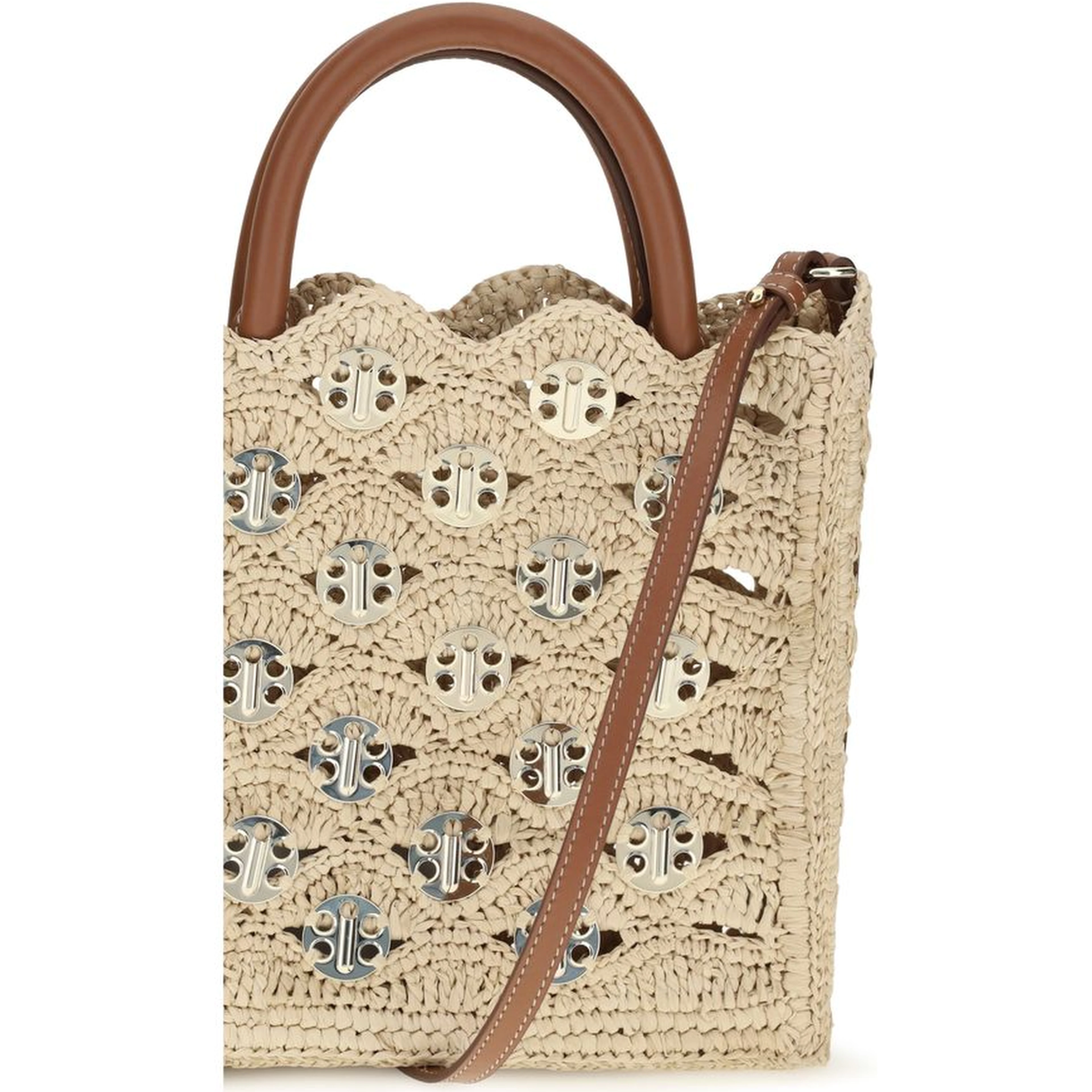Beige Raffia Shoulder Bag
