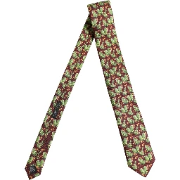 Maroon Silk Cactus Floral Adjustable Tied Men Necktie Tie