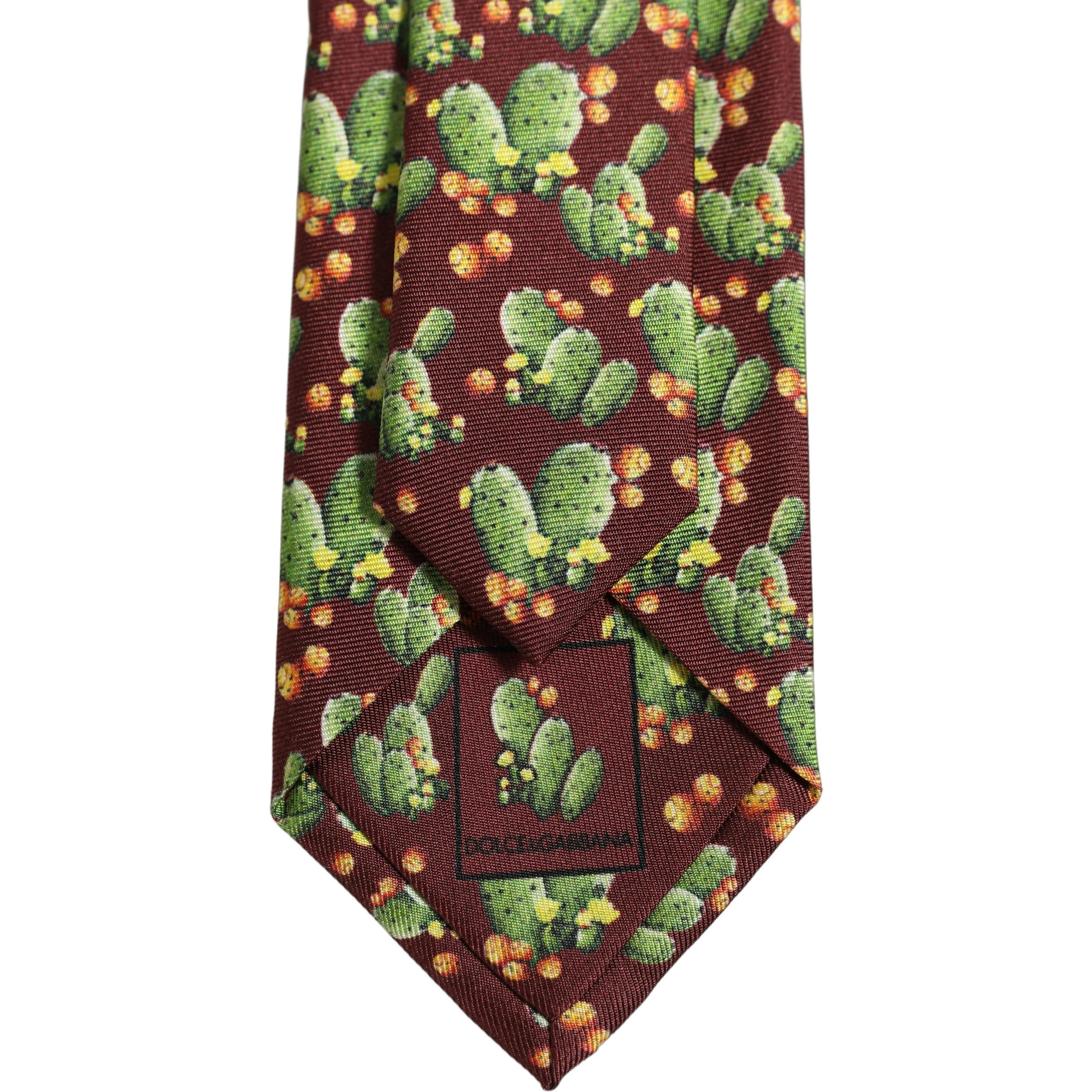 Maroon Silk Cactus Floral Adjustable Tied Men Necktie Tie