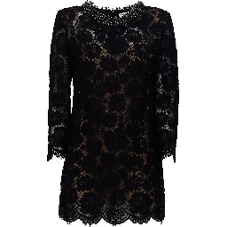 Black Lace Long Sleeve Mini Dress