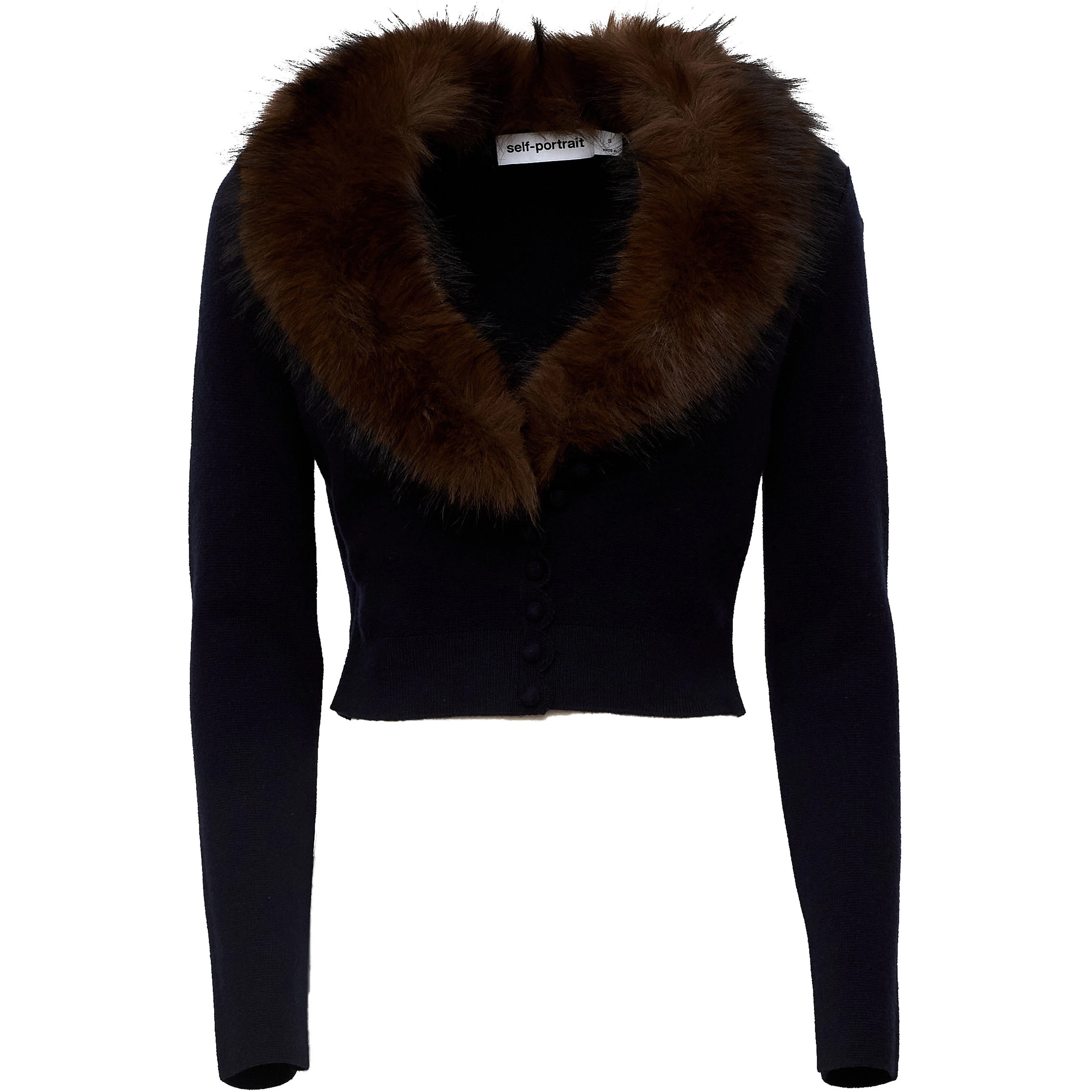 Navy Faux Fur Knit Cardigan
